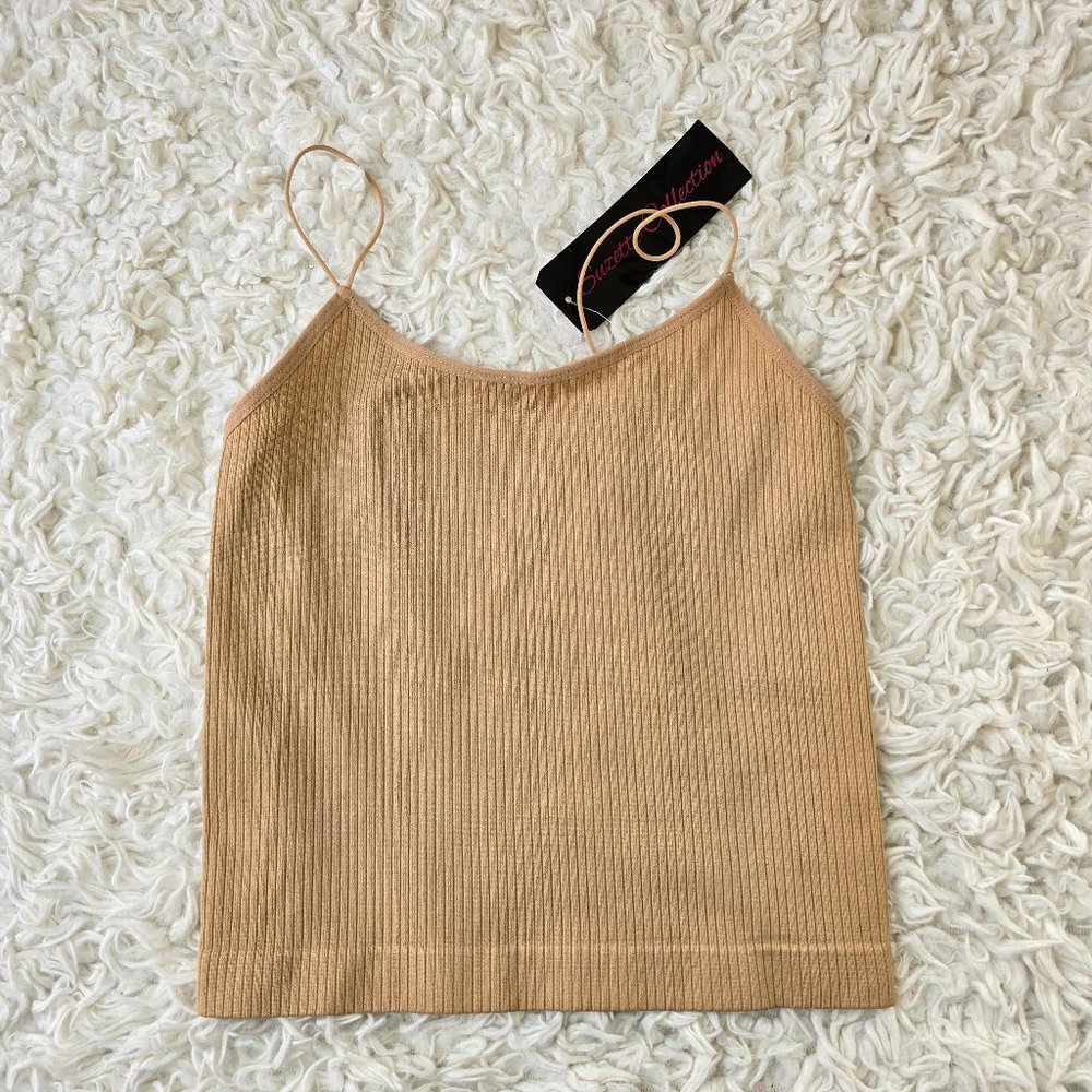NWT Suzette Collection Nude Ribbed Crop Top